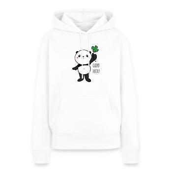 Glücklicher Panda - Frauen Premium Bio Hoodie - Weiß - Vorne - Julia (174cm)