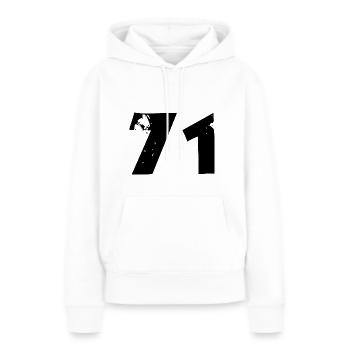 71 Nombre - Sweat à capuche Premium bio Femme - blanc - Devant - Julia (174cm)