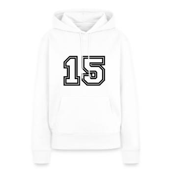 Symbole de 15 chiffres - Sweat à capuche Premium bio Femme - blanc - Devant - Julia (174cm)