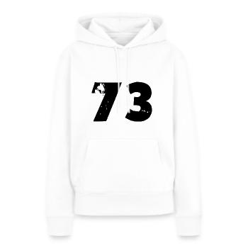 73 Zahl - Frauen Premium Bio Hoodie - Weiß - Vorne - Julia (174cm)