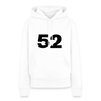 52 Nombre - Sweat à capuche Premium bio Femme - blanc - Devant - Julia (174cm)