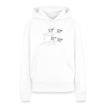 Papierflieger Zeichnung - Frauen Premium Bio Hoodie - Weiß - Vorne - Julia (174cm)