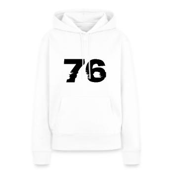 76 Zahl - Frauen Premium Bio Hoodie - Weiß - Vorne - Julia (174cm)