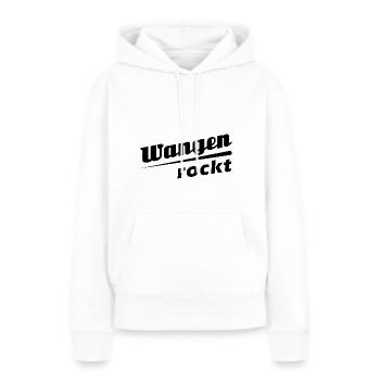 Wangen rockt - Textdesign mit Stadtnamen - Frauen Premium Bio Hoodie - Weiß - Vorne - Julia (174cm)