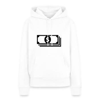 Symbole d’argent liquide - Sweat à capuche Premium bio Femme - blanc - Devant - Julia (174cm)