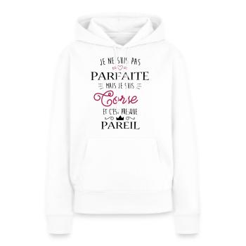 Corse Parfaite - Sweat à capuche Premium bio Femme - blanc - Devant - Julia (174cm)