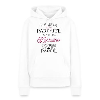 Lorraine Parfaite - Sweat à capuche Premium bio Femme - blanc - Devant - Julia (174cm)