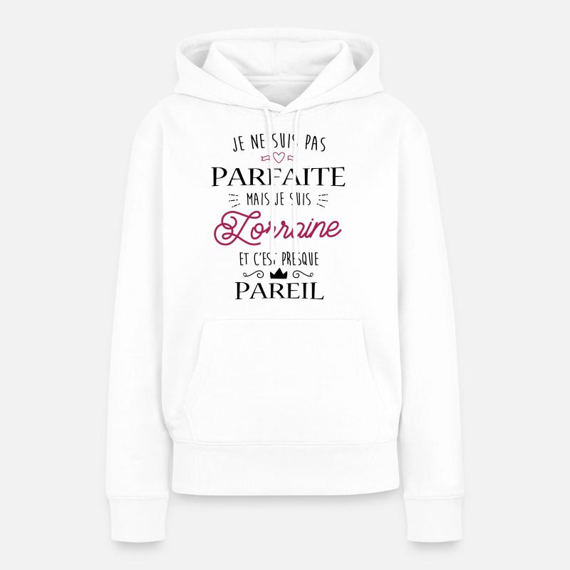 Lorraine Parfaite - Sweat à capuche Premium bio Femme - blanc