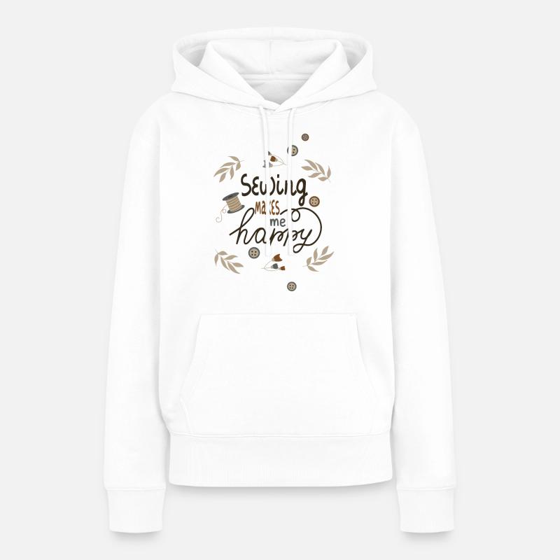 La couture me rend heureuse - Sweat à capuche Premium bio Femme - blanc