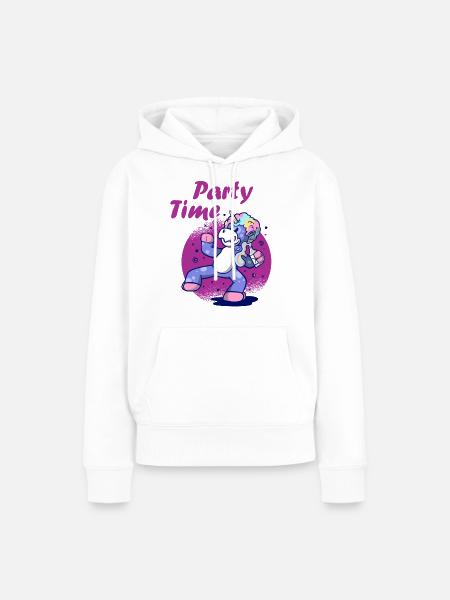 Party Time Einhorn - Frauen Premium Bio Hoodie - Weiß