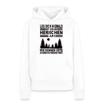 Leg Dich Niemals Mit Einem Herrchen an - Frauen Premium Bio Hoodie - Weiß - Vorne - Julia (174cm)