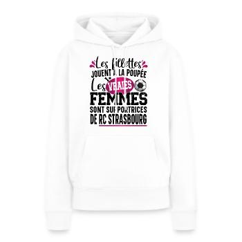 RC Strasbourg Supportrice Football Cadeau Femme - Sweat à capuche Premium bio Femme - blanc - Devant - Julia (174cm)