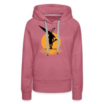 Sunset Rowing Silhouette: Tranquil Waters Art - Women’s Premium Organic Hoodie - mauve - Front - Isabella (175cm)
