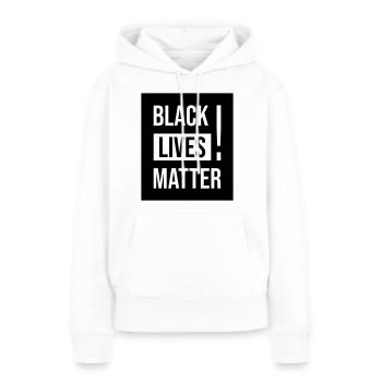 Chemise design Black Lives Matter - Sweat à capuche Premium bio Femme - blanc - Devant - Julia (174cm)