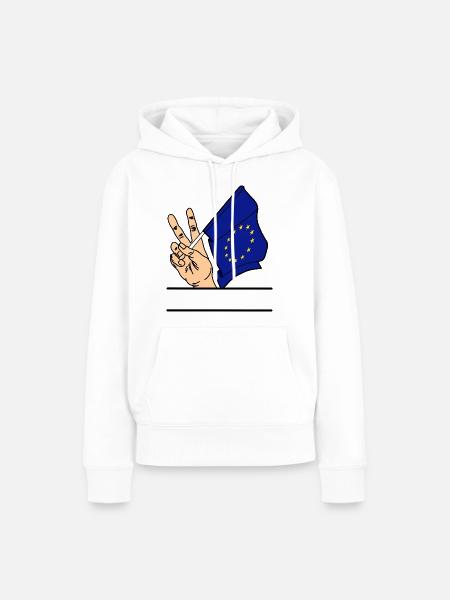 Flag EU peace sign text space - Women’s Premium Organic Hoodie - white