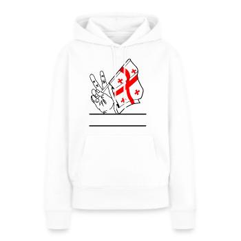 Flagge Georgien transparentes Peace-Zeichen Textraum - Frauen Premium Bio Hoodie - Weiß - Vorne - Julia (174cm)