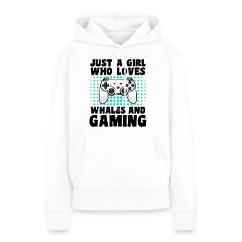 Gamer und Wale: Videospiele und Meeresabenteuer - Frauen Premium Bio Hoodie - Weiß - Vorne - Julia (174cm)