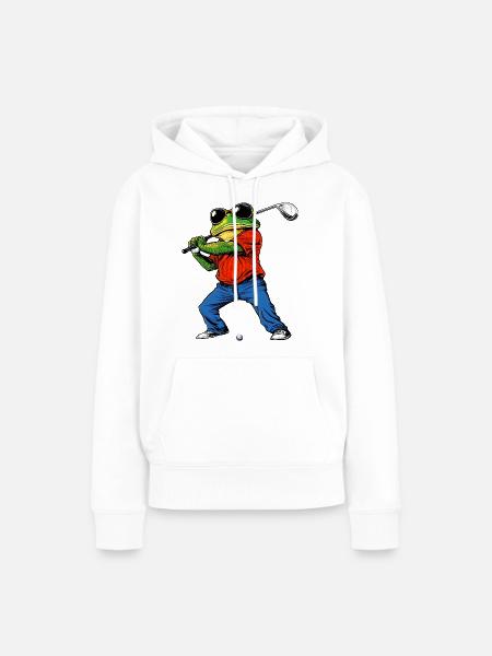 Golfender Frosch - Frauen Premium Bio Hoodie - Weiß