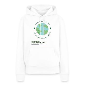 Save the Planet - Go green think green - Frauen Premium Bio Hoodie - Weiß - Vorne - Julia (174cm)