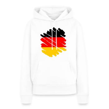 Drapeau de l’Allemagne Drapeau allemand Utilisé Look Homeland - Sweat à capuche Premium bio Femme - blanc - Devant - Julia (174cm)