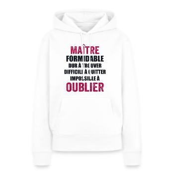 cadeau fin d'année Cadeau maitre d'école - Sweat à capuche Premium bio Femme - blanc - Devant - Julia (174cm)