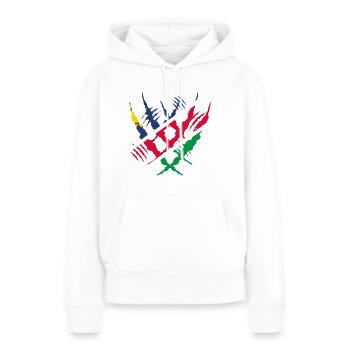 Claw Klaue worn risse riss x heimat stolz Namibia - Frauen Premium Bio Hoodie - Weiß - Vorne - Julia (174cm)