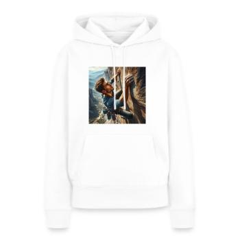 Man climbing steep rock face by Angelical Art - Women’s Premium Organic Hoodie - white - Front - Julia (174cm)
