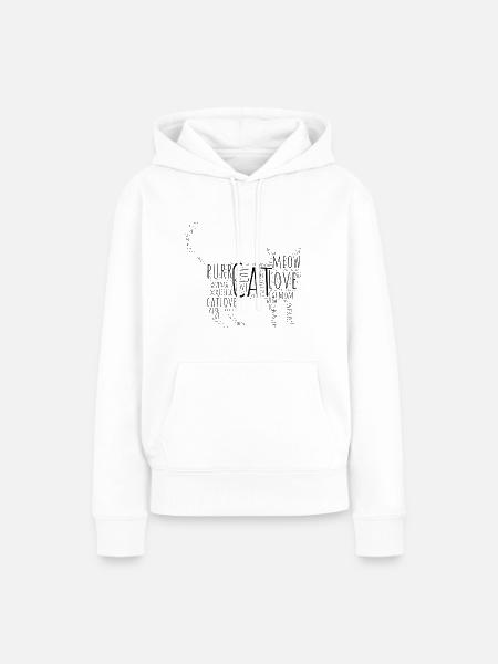 CATLOVE - Frauen Premium Bio Hoodie - Weiß