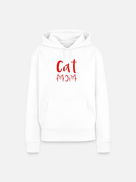 Cat Mom - Katzen Mama Frauchen Shirt - Frauen Premium Bio Hoodie - Weiß