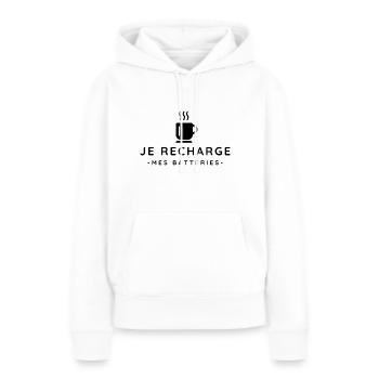 Mug je recharge mes batteries - Sweat à capuche Premium bio Femme - blanc - Devant - Julia (174cm)