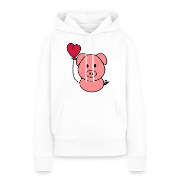 Schweinchen mit Herzballon - Frauen Premium Bio Hoodie - Weiß - Vorne - Julia (174cm)