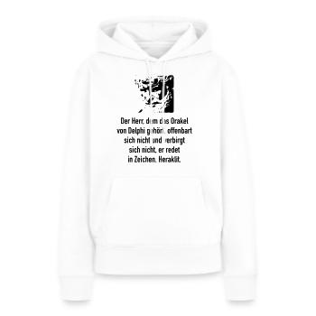 Heraklit: Der Herr, dem das Orakel von Delphi geh - Frauen Premium Bio Hoodie - Weiß - Vorne - Julia (174cm)