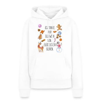 Ich trinke nur Glühwein von glücklichen Glühen - Frauen Premium Bio Hoodie - Weiß - Vorne - Julia (174cm)