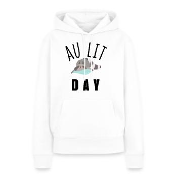 au lit day - Sweat à capuche Premium bio Femme - blanc - Devant - Julia (174cm)
