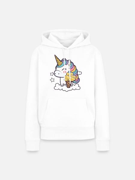 Eiscreme Einhorn - Frauen Premium Bio Hoodie - Weiß