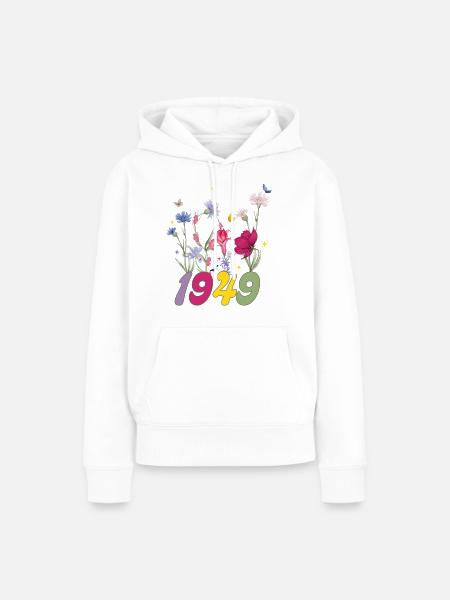 Geburtsjahr 1949 Wildblumen - Frauen Premium Bio Hoodie - Weiß