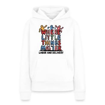 Pflege mit Herz und Leidenschaft - Frauen Premium Bio Hoodie - Weiß - Vorne - Julia (174cm)
