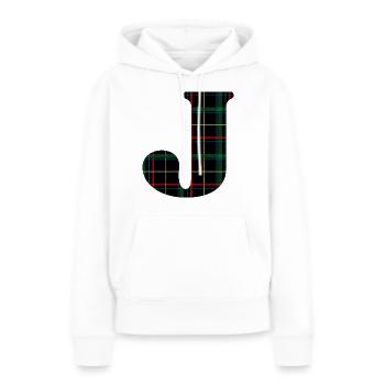 Monogramme j tartan écossais - Sweat à capuche Premium bio Femme - blanc - Devant - Julia (174cm)