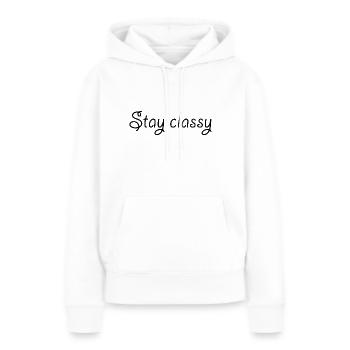 Restez classe - Sweat à capuche Premium bio Femme - blanc - Devant - Julia (174cm)