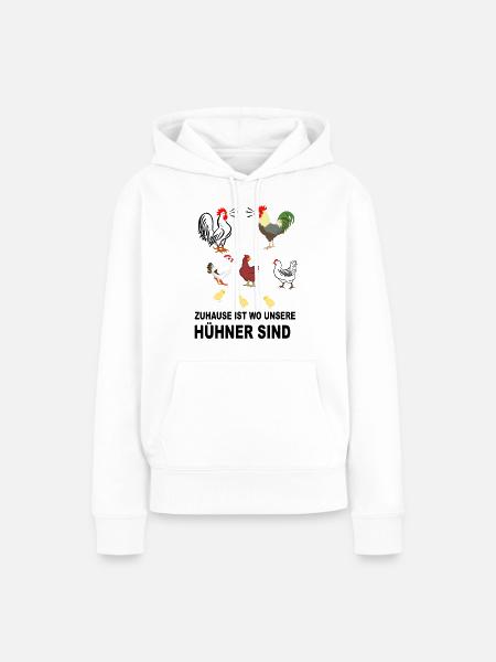 HÜHNER UND HÄHNE - Frauen Premium Bio Hoodie - Weiß