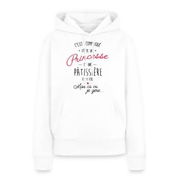 Princesse et pâtissière - Sweat à capuche Premium bio Femme - blanc - Devant - Julia (174cm)