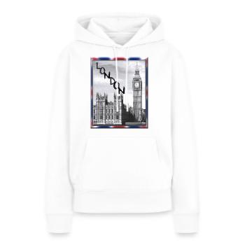 London Big Ben Union Jack - Sweat à capuche Premium bio Femme - blanc - Devant - Julia (174cm)
