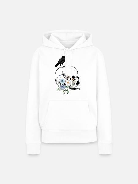 Krähenschädel - Frauen Premium Bio Hoodie - Weiß