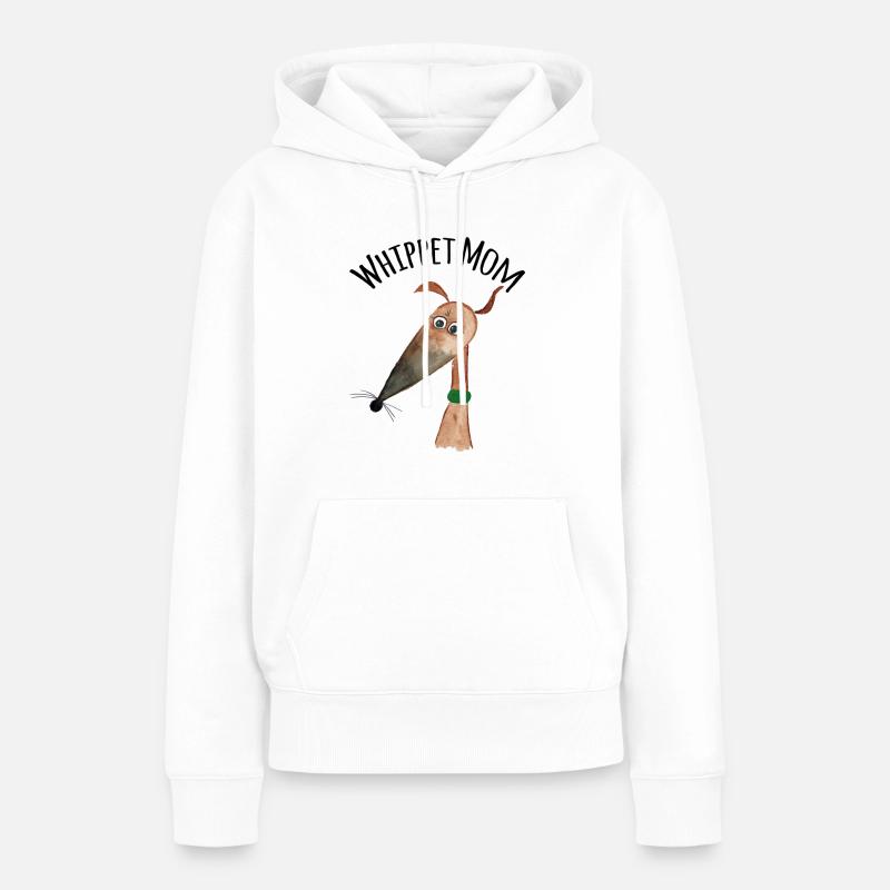 Whippet Mom couleur sable avec masque - Sweat à capuche Premium bio Femme - blanc