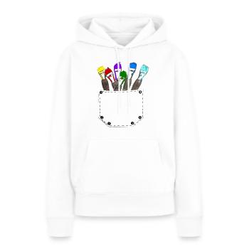 Scherenschnitt Pocket Brush Station bunte Pinsel - Frauen Premium Bio Hoodie - Weiß - Vorne - Julia (174cm)