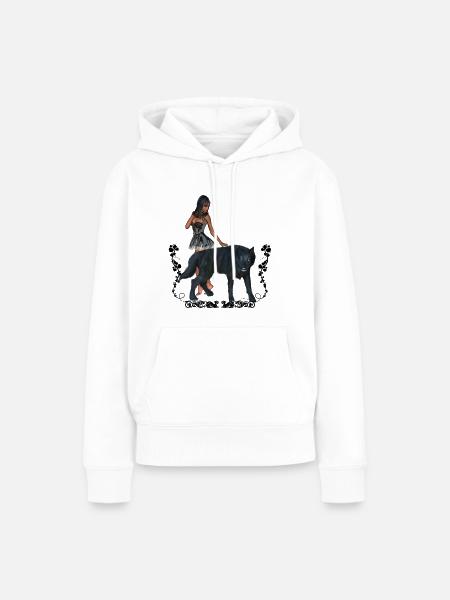 Mit dem Wolf umwerfend - Frauen Premium Bio Hoodie - Weiß