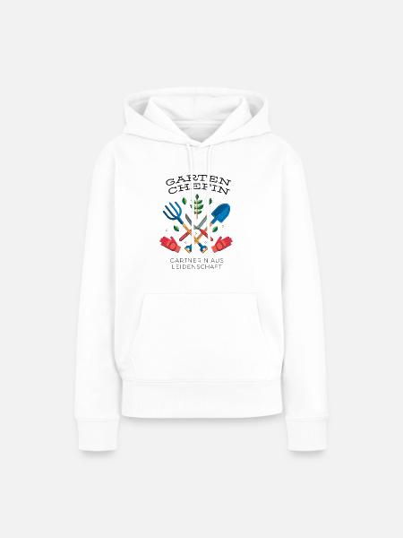 Gartenchefin Gartengeräte Gärtnerin - Frauen Premium Bio Hoodie - Weiß