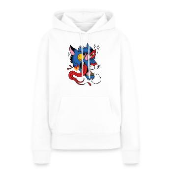 Trippy Wolf Tattoo - Sweat à capuche Premium bio Femme - blanc - Devant - Julia (174cm)