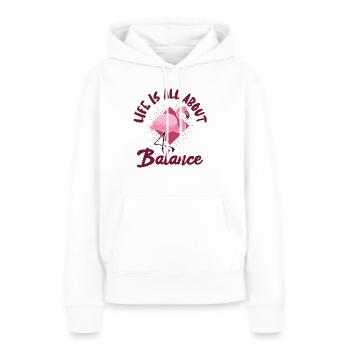 Das Leben ist eine Frage des Gleichgewichts - Frauen Premium Bio Hoodie - Weiß - Vorne - Julia (174cm)