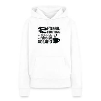 Fossiles Café Chasseur de fossiles Paléontologue - Sweat à capuche Premium bio Femme - blanc - Devant - Julia (174cm)